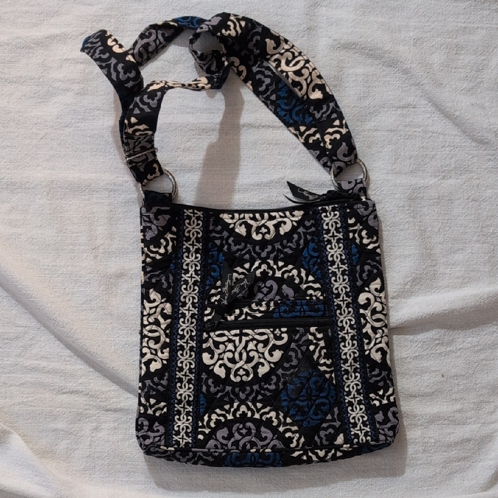 Vera Bradley Black and Blue Patterned Shoulder Bag